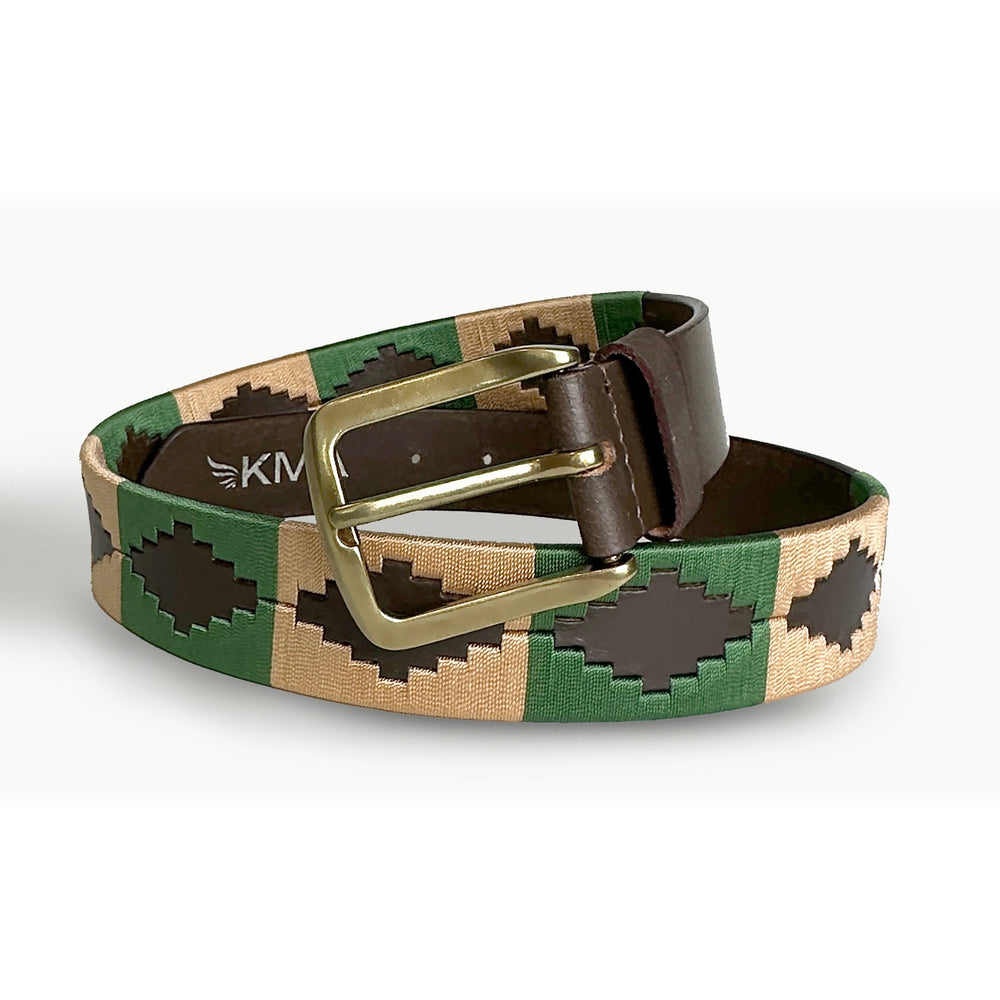 Premium Havana Leather Polo Belt                       Green & Tan