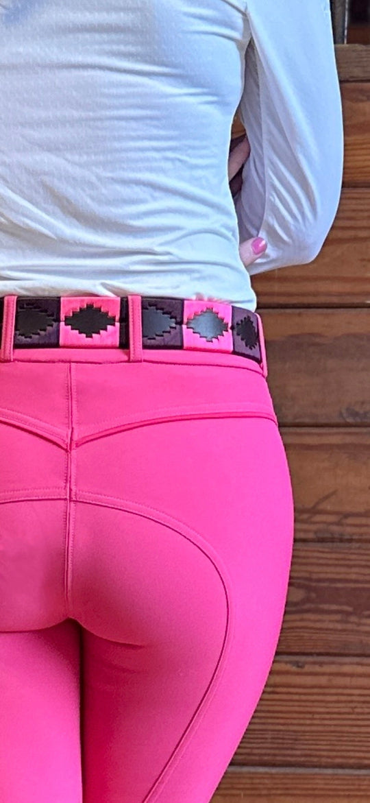 Premium Havana Leather Polo Belt                          Pink & Plum