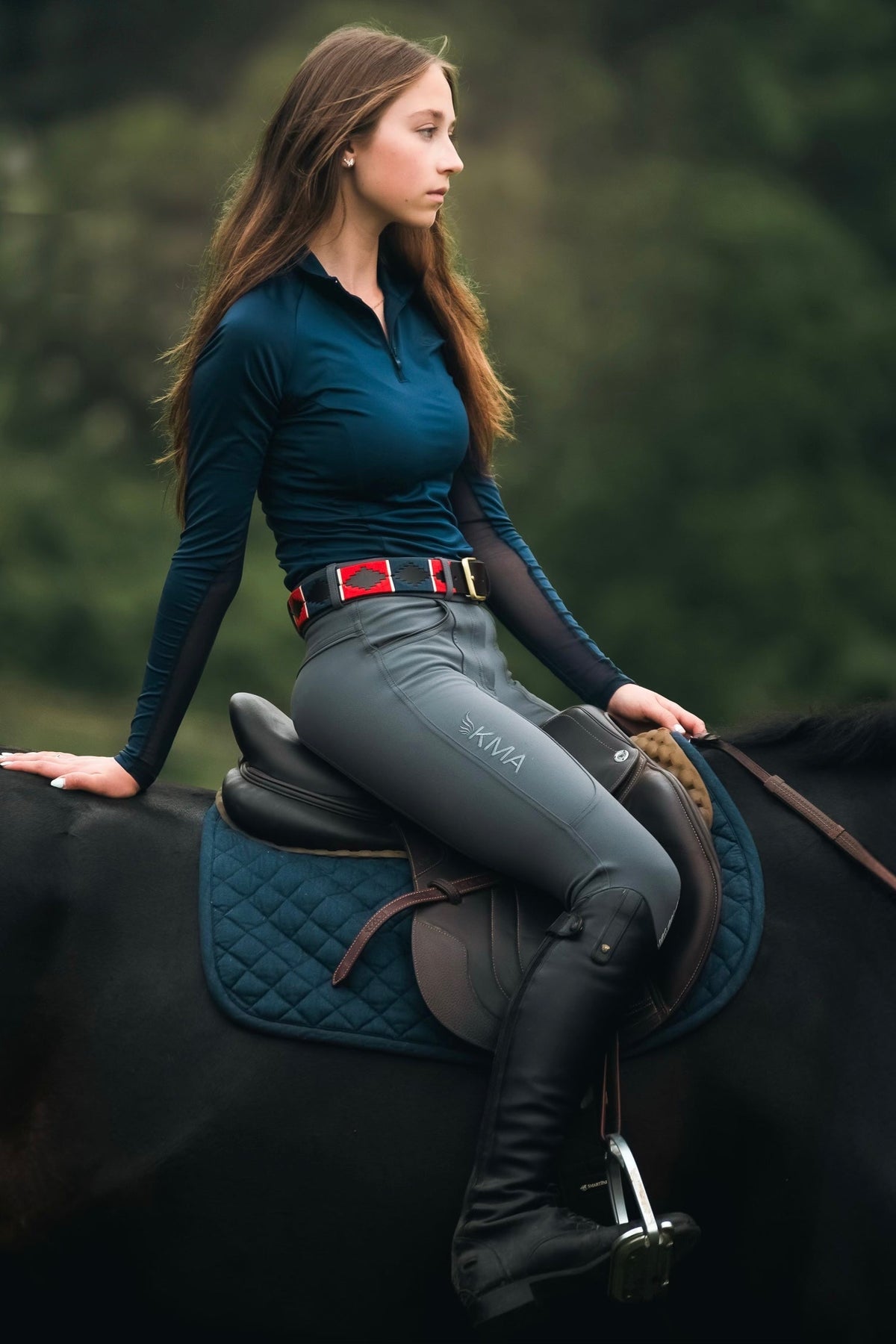 KMA Equestrian Breeches Classic Knee Patch Steel 6