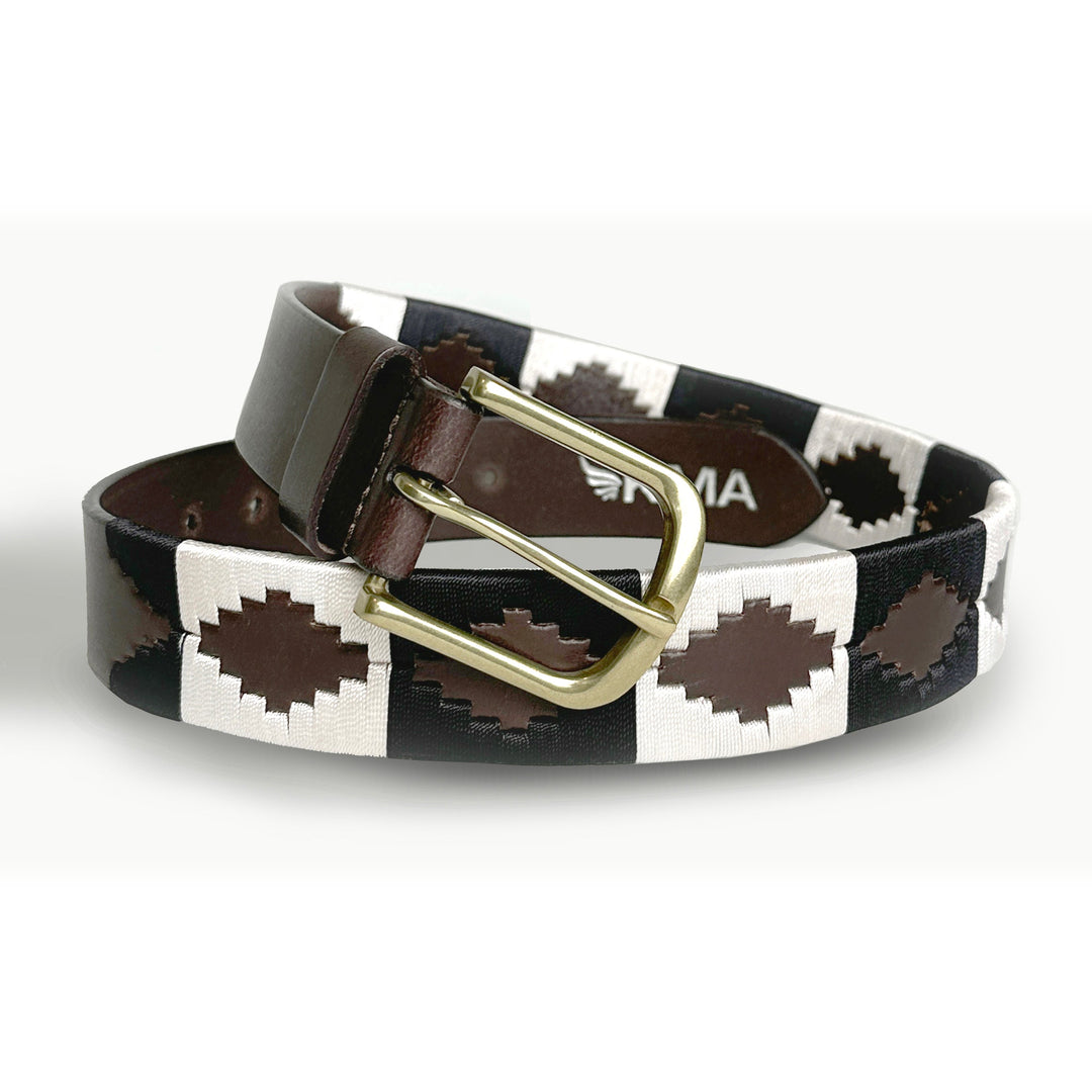 Classic Havana Leather Polo Belt - Black & White