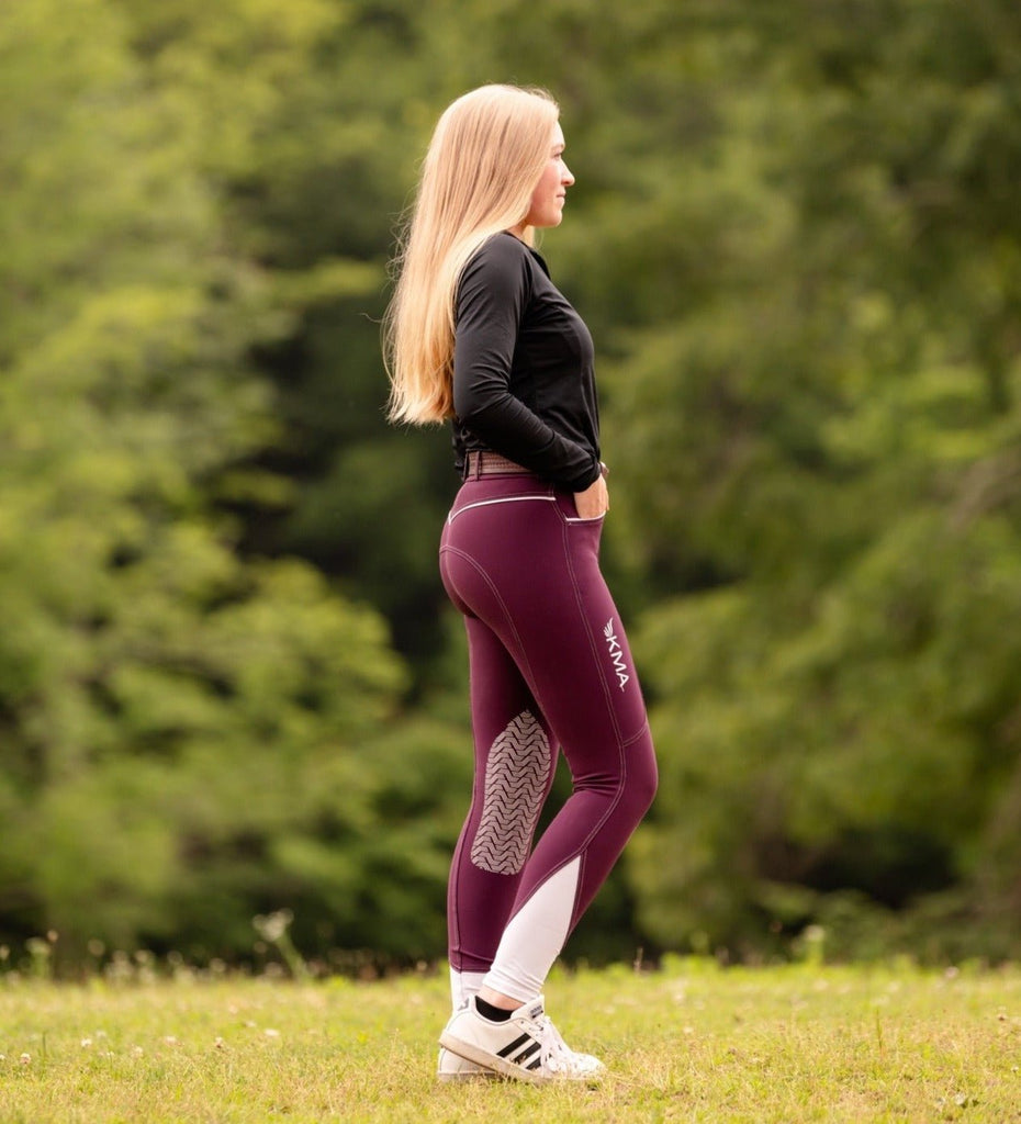 KMA Equestrian Stylish Compression Breeches in Italian Plum