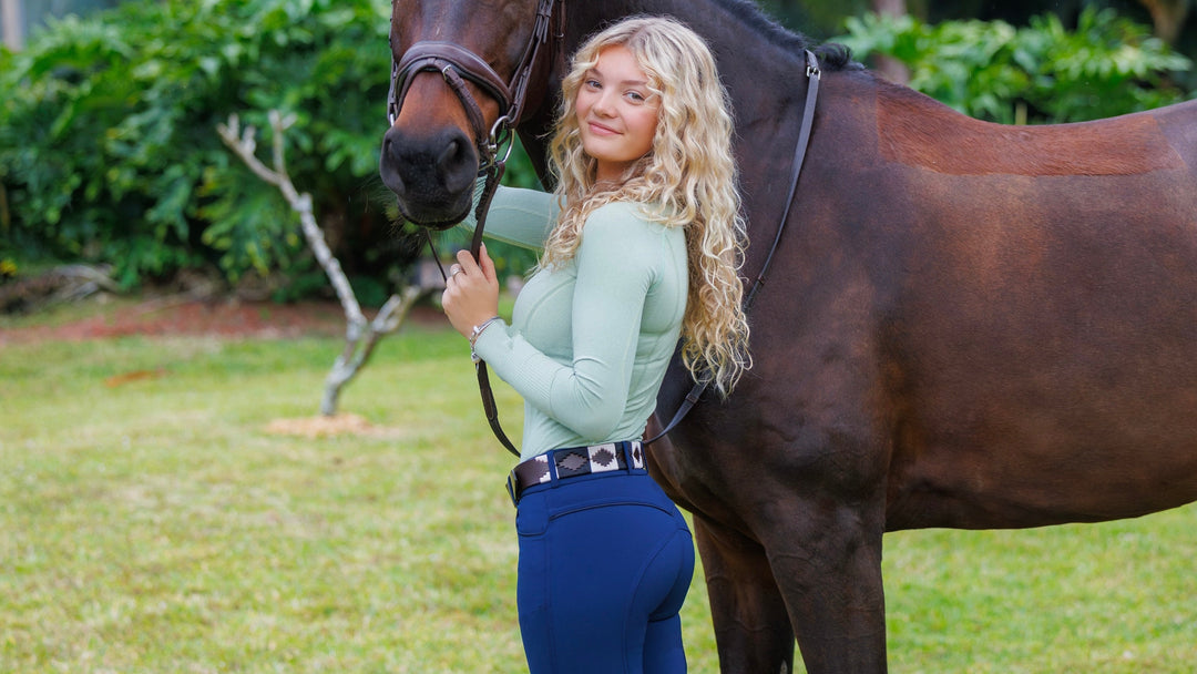 KMA Equestrian Breeches Classic Knee Patch Lapis 6