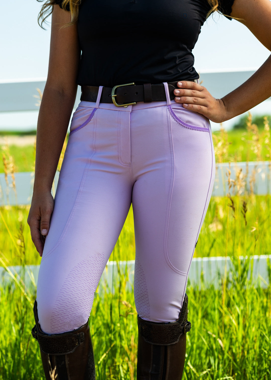 KMA Equestrian Classic Knee Patch Lilac 3