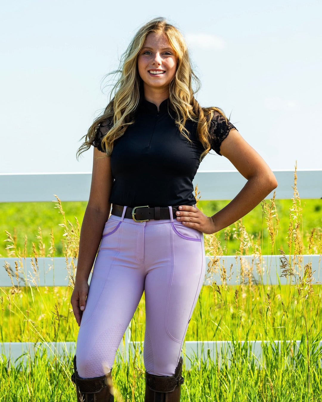 KMA Equestrian Classic Knee Patch Lilac 4