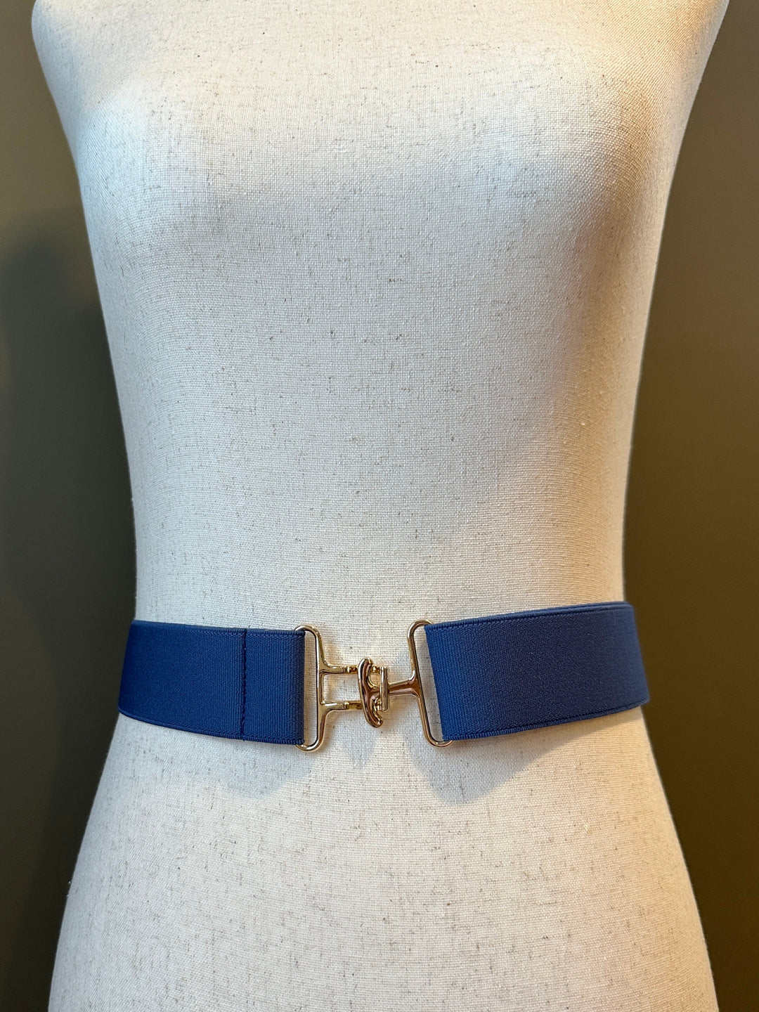 KMA Equestrian Elastic Classic Navy Elastic Belt with Gold Surcingle Buckle 2