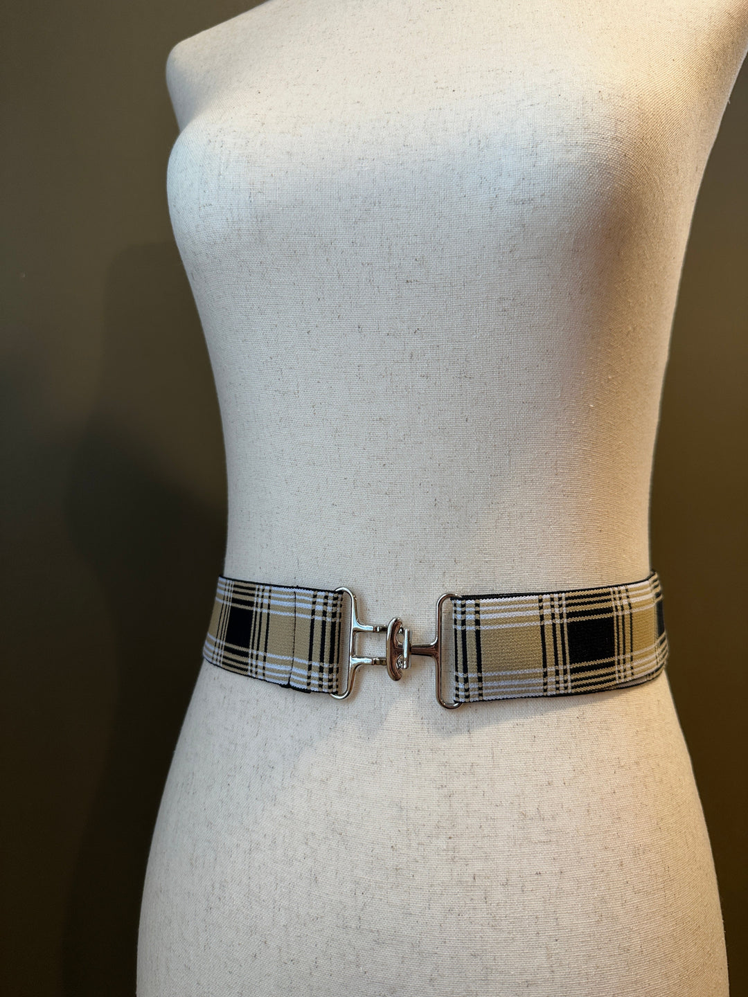 KMA Equestrian Elastic Classic Tartan Elastic Belt with Steel Surcingle Buckle 2