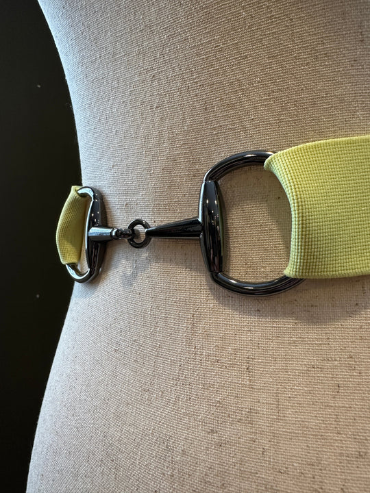 KMA Equestrian Elastic Lemoncello Elastic Belt with Carbon Luxe Snaffle Buckle 1