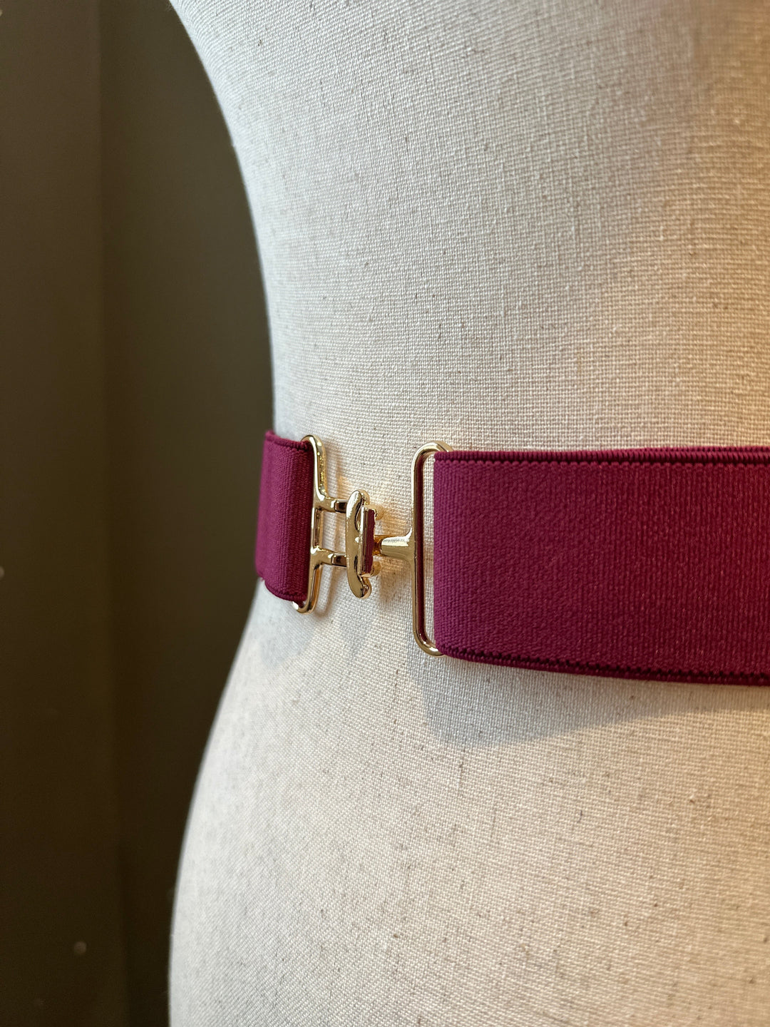 KMA Equestrian Elastic Pomegranate Elastic Belt with Gold Surcingle Buckle 1